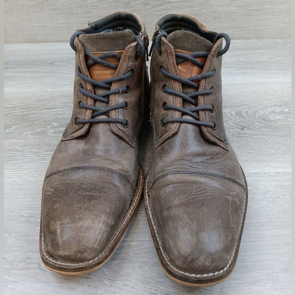 Mens Brown Leather Cap Toe Blue Lace Up Ankle Chukka Boots Size 8.5 Bullboxer